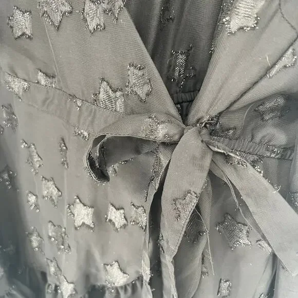 Torrid Star Surplice Ruffle Hem Wrap Top Black 3X 22-24 - Picture 5 of 8